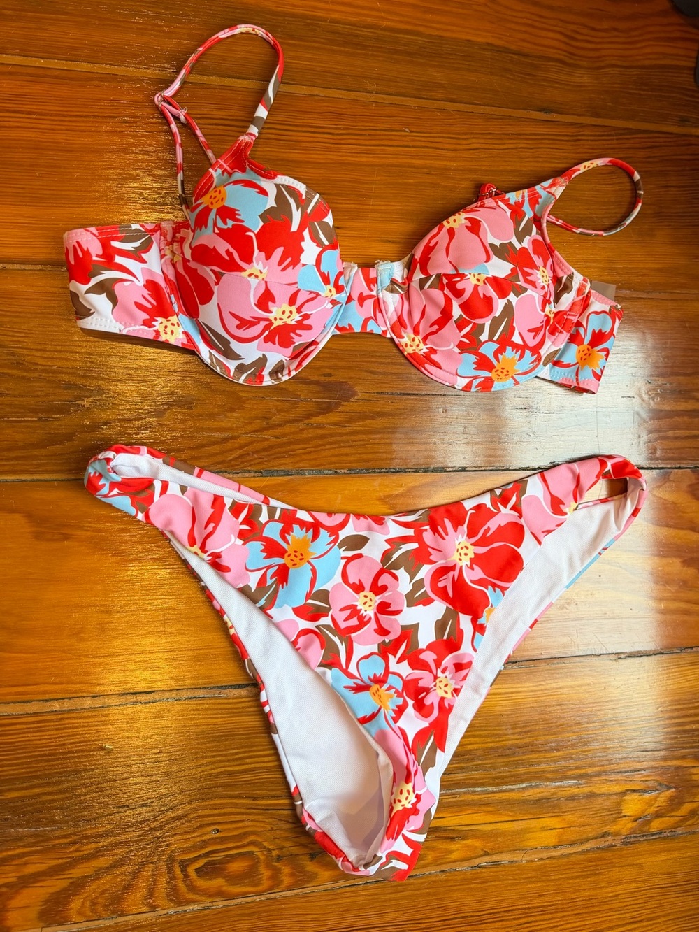 SHEIN Floral Red & Pink Bikini Set